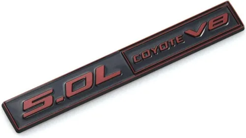 Miniatura 2 de 2 piezas 5.0 Coyote V8 Emblema 3D Trim Fender Hook Tronco Calcomanía Adhesivo Adhesivo Placa de Nombre de Repuesto para 150 Mustang (Negro Rojo)