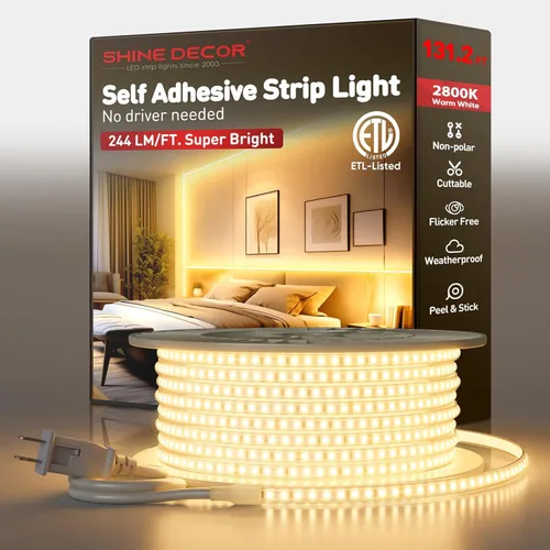 Miniatura 15 de Shine Decor Tira de luz LED súper brillante de 4000LM, Plug & Play de 120V sin controlador, cableado fácil, sin parpadeo, resistente a la intemperie