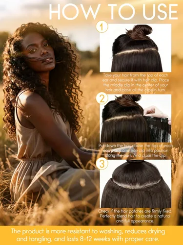 Miniatura 7 de Caliee - Extensiones de cabello rizado con clip 3B 3C Jerry, extensiones de clip de cabello rizado 14 pulgadas 1B color natural, extensiones