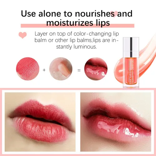 Miniatura 5 de GECOMO Aceite hidratante que brilla para labios, aceite hidratante para labios brillante, aceite nutritivo para labios transparente brillante, 017-#