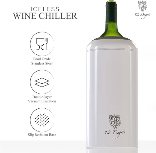 Miniatura 6 de Juego de Enfriador de Vino 12 Degrés - Regalos de Vino Perfectos para Mujeres y Hombres - Enfriador de Vino Aislado de Acero Inoxidable con Bomba