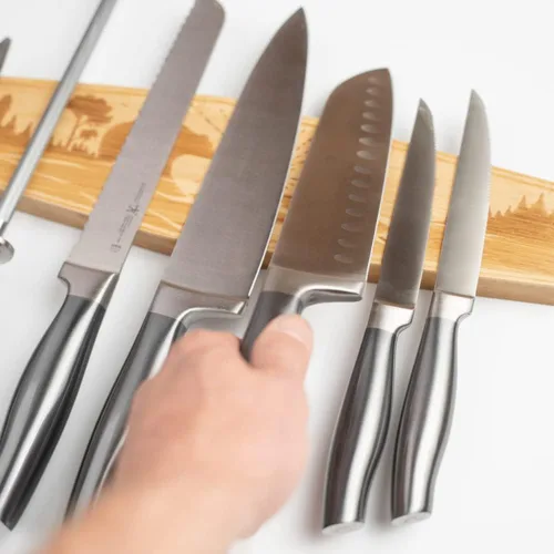 Miniatura 4 de Soporte de cuchillos mangético de alta calidad de 16 pulgadas para pared, imán grabado resistente para cuchillos, a rayas magnéticas de pared o Oso