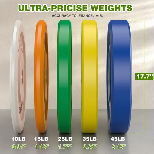 Miniatura 2 de XDDIAS Juego de discos olímpicos coloridos de 2 pulgadas, juego de discos de peso olímpico de goma de color de alto rebote, ideal para gimnasio