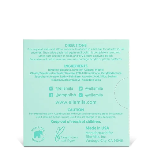 Miniatura 9 de ella+mila Toallitas removedoras de esmalte de uñas de soja, no acetona, no tóxicas, almohadillas removedoras de esmalte de uñas, tamaño de viaje