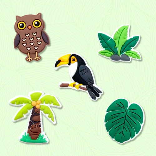 Miniatura 3 de Hedbitoyo 20 35 dijes de decoración de zapatos de animales de la selva para decoración de zuecos, animales de safari, sandalias, accesorios
