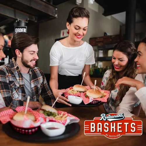 Miniatura 8 de Cestas de plástico de comida rápida, enormes cestas de comida de 12 x 9 pulgadas para servir, reutilizables, para restaurante, comedor, hamburguesa