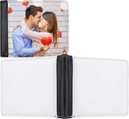 Prasacco Billetera de sublimación en blanco para transferencia de calor, multifuncional, regalos de graduación (1 unidad negra de doble cara)