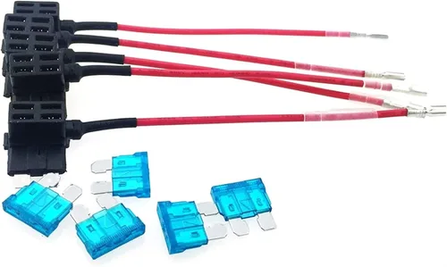 Fusible 5X Add-A-Circuit Fusible TAP Adaptador estándar ATO ATC Soporte de cuchilla con 5 fusibles de 15 A para automóvil, camión, fusibles