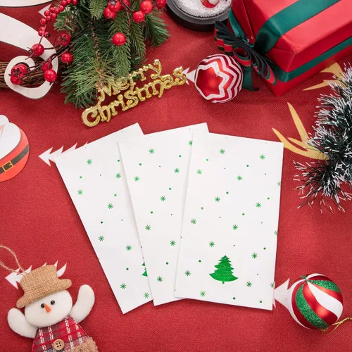 Miniatura 4 de WDF Paquete de 100 Servilletas Navideñas Verdes Desechables - Servilletas de Papel de Árbol de Navidad de 3 Capas, Servilletas Navideñas Verdes