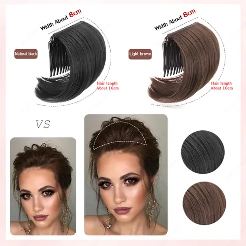 Miniatura 5 de 2 piezas de moño para el cabello, clip invisible para el cabello falso, peine esponjoso, extensiones de cabello, herramienta de inserción de peinado