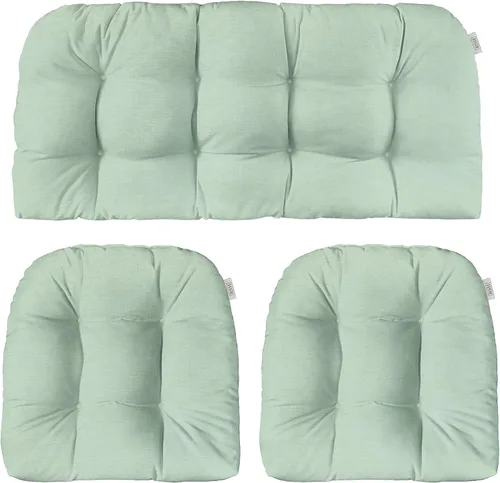 Miniatura 23 de RSH DECOR: Sunbrella - Juego de 3 cojines de mimbre copetudos 41 x 19 pulgadas y 19 x 19 pulgadas Fabricado con tela de rendimiento Sunbrella