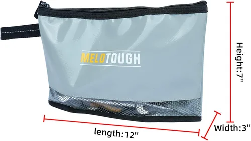 Miniatura 2 de MELOTOUGH Material impermeable 12 pulgadas bolsa de herramientas con cremallera 2 unidades, bolsa de herramientas multiusos para herramientas Gris 2