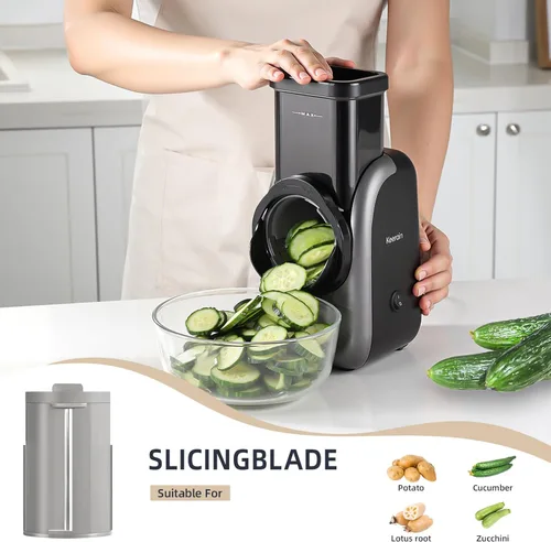 Miniatura 8 de Paquete de exprimidor eléctrico de cítricos con cortador de verduras, exprimidor automático de naranjas con cepillo de limpieza y rallador de queso