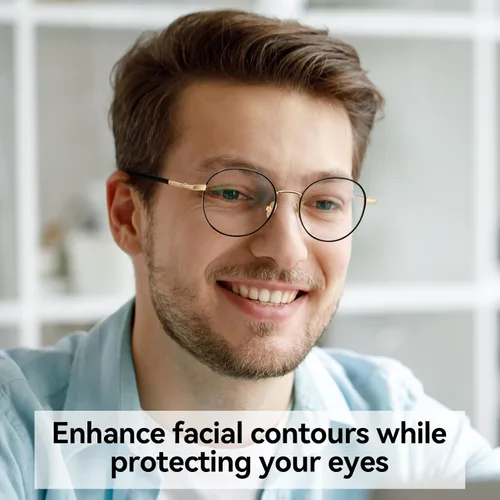 Miniatura 2 de Dollger Gafas redondas con bloqueo de luz azul para mujeres y hombres, lentes transparentes circulares, marco de metal, lentes