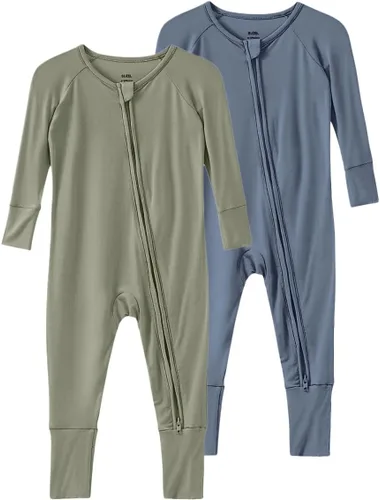 Miniatura 28 de Pijama de viscosa de bambú sin pies para niños y niñas, pijamas con cremallera para dormir y jugar, mameluco - 0-24 meses
