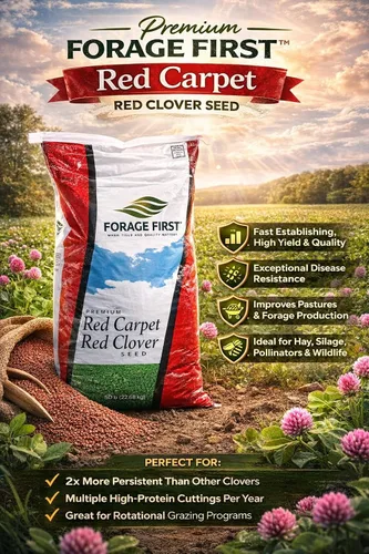 Miniatura 9 de Semilla de trébol rojo – Semilla de forraje y pasto de alto rendimiento, establecimiento rápido, crecimiento multicorte, bolsa de 50 libras – La