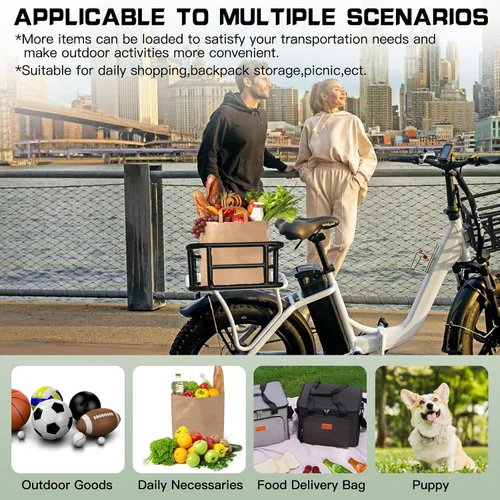 Miniatura 6 de RAYMACE Cesta trasera para bicicleta con red de carga y forro Cesta grande para bicicleta, montaje perfecto para bicicleta eléctrica