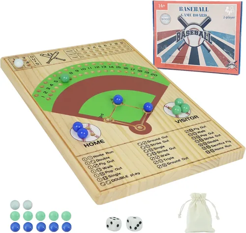 Juego de mesa de dados de béisbol, dados de madera maciza y mármol, divertido juego de mesa de batalla doble para adultos, familia, fiestas y