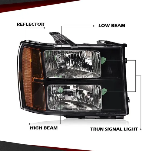 Miniatura 3 de CHEDA Faros delanteros, compatibles con GMC Sierra 1500 2500HD 3500HD 2007-2013, faros delanteros de cristal, lente transparente, carcasa negra
