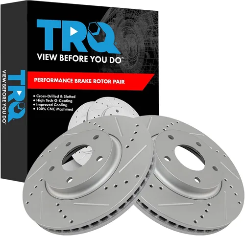 Miniatura 414 de TRQ Juego de rotores de freno de rendimiento trasero con revestimiento G premium compatible con Mazda 6 2014-2021