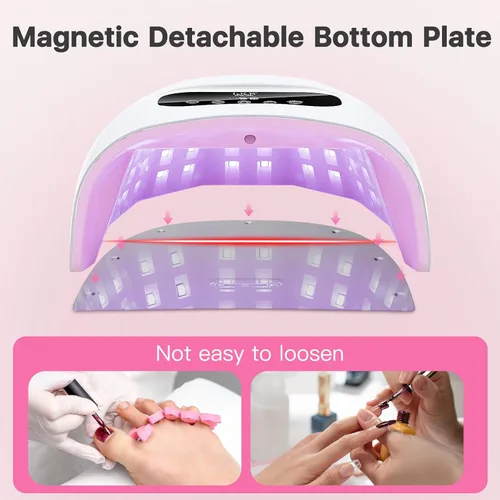Miniatura 7 de Lámpara de uñas LED UV, luz UV profesional para uñas de gel con sensor automático y 4 ajustes de temporizador, base magnética, pantalla táctil LCD