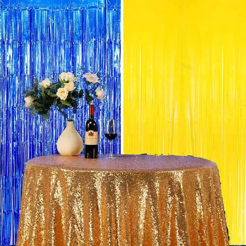 Miniatura 6 de Decoraciones de fiesta de graduación, azul marino, amarillo, 2026, azul y amarillo, decoraciones de graduación de clase de 2026, cortinas de flecos