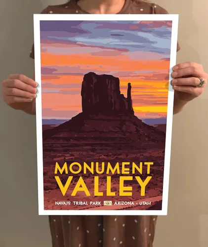 Miniatura 4 de GO SEE DESIGN Monument Valley - Póster de viaje estilo vintage, 8 x 10, 12 x 18, 18 x 24, 24 x 36 pulgadas, impresión artística estilo WPA