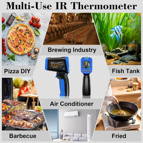Miniatura 4 de Pistola Termómetro Láser FKM -58 °F~1112 °F (-50 °C~600 °C), Pistola Termómetro Infrarrojo sin Contacto para Industrial, Motor, HVAC, Cocina