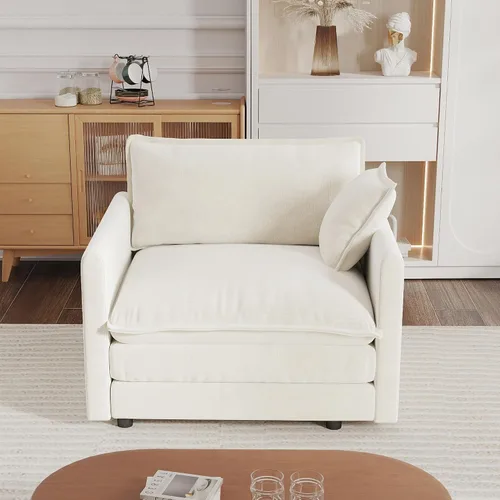 Miniatura 8 de mikibama Sofá de una plaza de 41.4 pulgadas, sillón cómodo tapizado profundo de chenilla con almohada decorativa para sala de estar, dormitorio