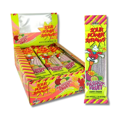 Miniatura 25 de Sour Power Premium Sorbetes de caramelo surtidos – Los caramelos de pajitas agrias originales desde 1985 – 50 g (Paquete de 6) – Vegano,