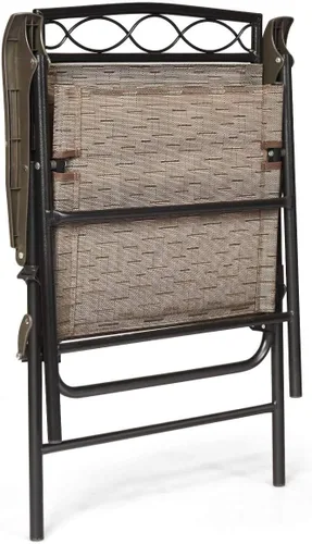Miniatura 2 de HAPPYGRILL Sillas plegables de 4 piezas para exteriores, silla de comedor portátil con reposabrazos para acampar en el patio trasero