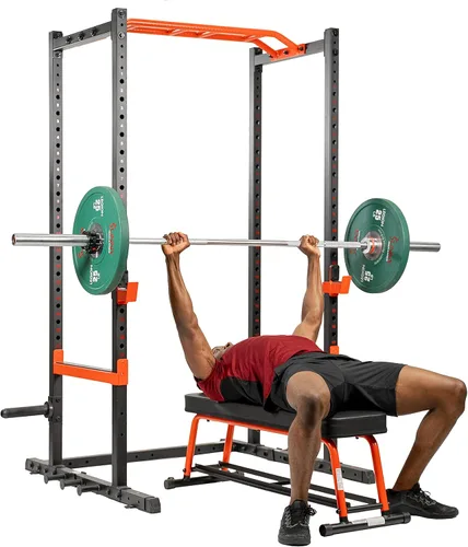 Miniatura 6 de Sunny Health & Fitness Power Zone Strength Rack Power Cage - 1000 LB Weight Capacity, Spotter Bar, Angled Pull-Up Bar, J-Hooks, Resistance Band