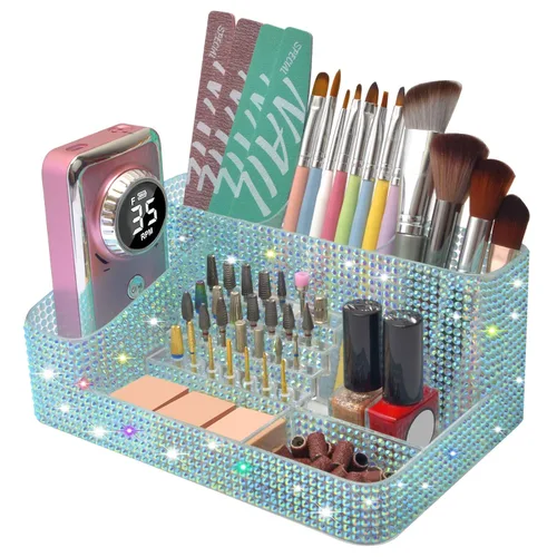 Miniatura 10 de CGBE Organizador para brocas de taladro de uñas, organizador de 28 agujeros para brocas de uñas, organizador profesional de herramientas para uñas