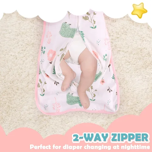 Miniatura 3 de Paquete de 2 pañales de 0 a 3 meses, pañales con cremallera de 2 vías, pañales convertibles para bebé con brazos y hacia afuera, 100% algodón