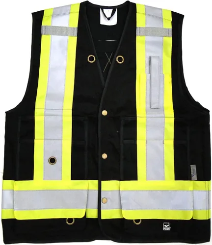 Viking Chaleco de seguridad para hombre Open Road Surveyor - Clase 2 de sarga de poliéster reflectante con cremallera de 14 pulgadas en la parte
