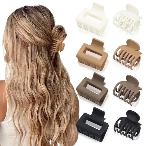 Miniatura 10 de DEEKA Clips de cabello pequeñas con garras para cabello fino, paquete de 4, fila doble de dientes, 4 cm de diámetro, tamaño mediano, mate