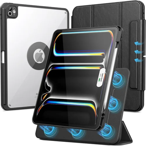 Miniatura 23 de SPARIN Funda para iPad mini 7 A17 Pro 2024/iPad Mini 6 2021 de 8.3 pulgadas, cubierta magnética desmontable, soporte vertical/horizontal con soporte