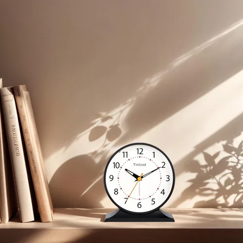 Miniatura 4 de Tinload Reloj despertador analógico retro antiguo de 4.5 pulgadas, pequeño reloj silencioso de mesita de noche con luz manual, funciona