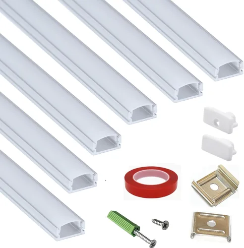 THMOOTHER Paquete de 6 Canales de Aluminio para Tiras LED Montadas en Superficie de 16 pulgadas con Difusor Anti UV - Mejora Tu Iluminación con