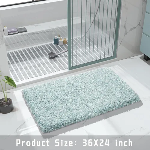 Miniatura 86 de Yimobra Alfombra de baño de felpa esponjosa, súper lanuda suave, cómoda, antideslizante, absorbente de agua, alfombra de baño de microfibra que se