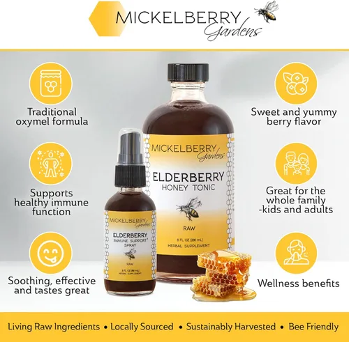 Miniatura 2 de Mickelberry Gardens Espray para garganta con propóleos de miel de saúco, apoyo inmunológico natural y capa de garganta para niños y adultos, 2 onzas