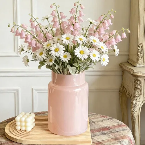 Miniatura 9 de BLOFLO - Jarrón de vidrio transparente, florero grande de vidrio de 7 pulgadas para flores, jarrones modernos de vidrio grueso para centros de mesa