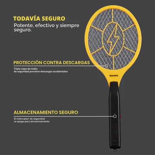 Miniatura 6 de Raqueta Matamoscas Eléctrica de Mano Zapeador de Insectos para Interiores/Exteriores - Potente 1500 Voltios Instantáneo Moscas/Insectos y Mosquitos