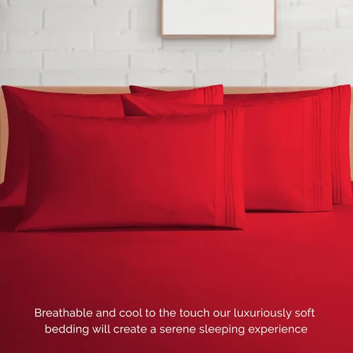 Miniatura 7 de Elegant Comfort - Lujoso juego de ropa de cama suave de 6 piezas estilo Microfibra, calidad prémium hotelera, 1500 hilos, resistente a arrugas y Rojo