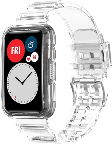 Miniatura 8 de Compatible con Huawei Watch Fit Band con funda, correa protectora de gelatina transparente para reloj Huawei, compatible con reloj inteligente Rosa