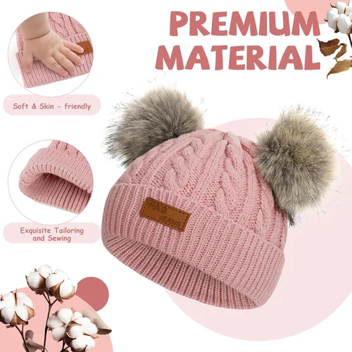 Miniatura 34 de Century Star Toddler Beanie Baby Girls Winter Hat - 6-36 Months Warm Knit Pom Pom Hats for Gils Boys