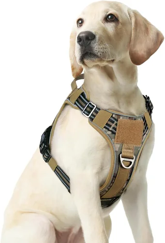 Miniatura 29 de rabbitgoo - Arnés para perros pequeño sin tirones, chaleco táctico de servicio con Molle y asa de control, arnés militar ajustable y reflectante