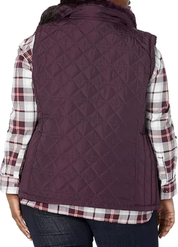 Miniatura 2 de Calvin Klein Chaleco diario acolchado con cuello de piel acogedora para mujer, talla grande, color plateado