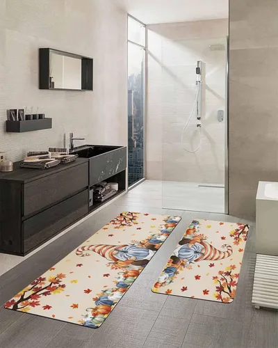 Miniatura 2 de Tapete de baño de otoño de Acción de Gracias para bañera, antideslizante, de secado rápido y absorbente, tierra de diatomeas, para fregadero