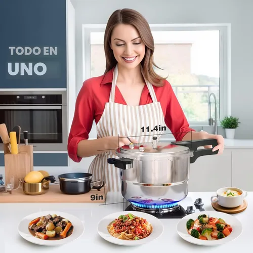 Miniatura 6 de WantJoin Olla a presión de aluminio de 6 cuartos con válvula de liberación y múltiples dispositivos de protección, recipiente a presión compatible
